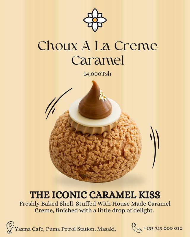 Yasma poster for Choux A La Creme Caramel, the iconic caramel kiss