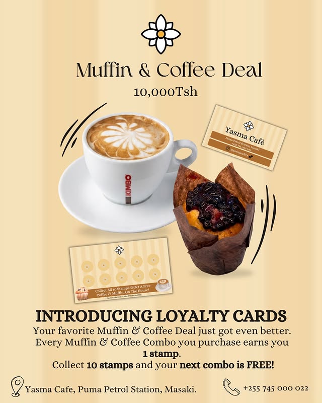 Yasma poster for the muffin and coffee loyalty card deal